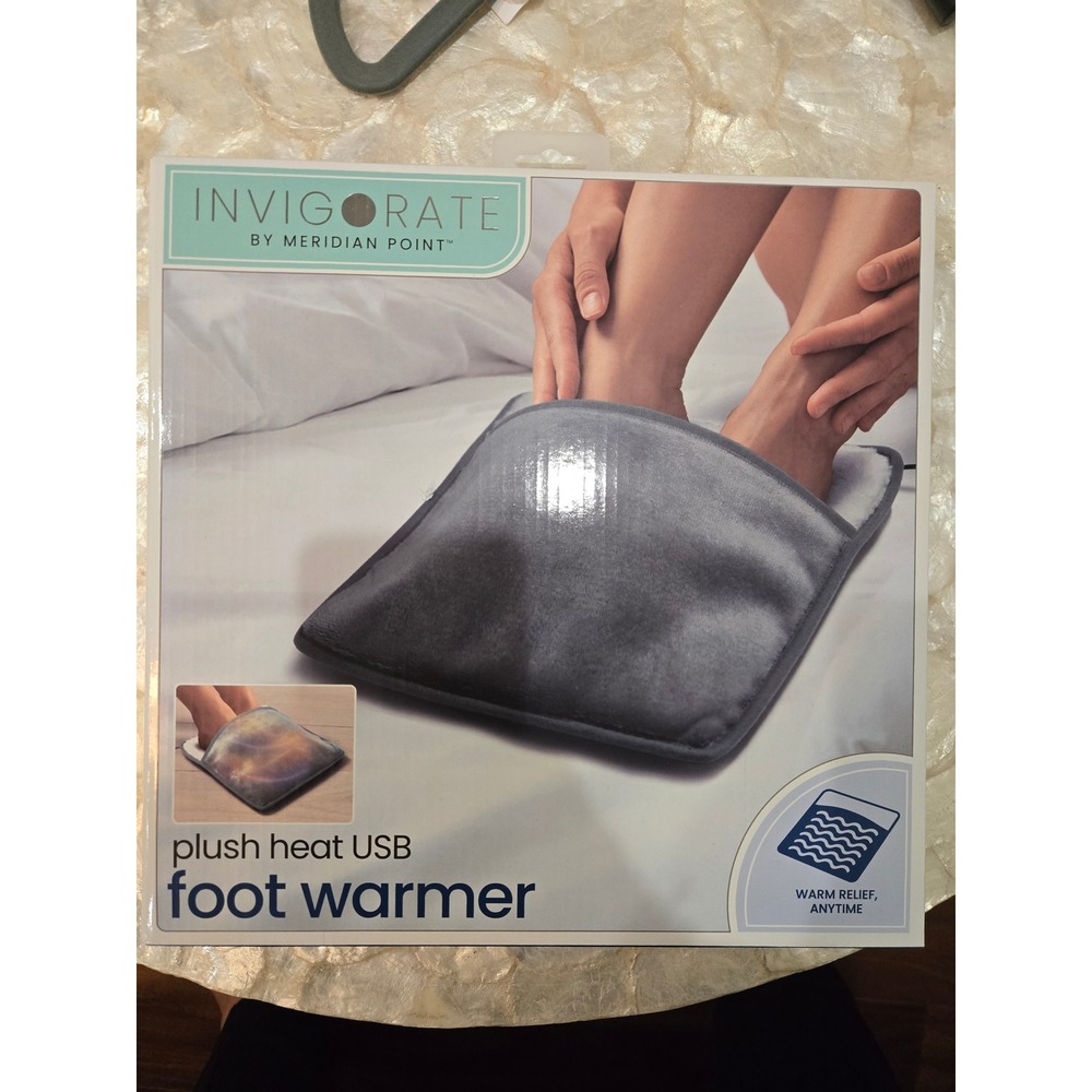 Invigorate‎ by Meridian Point Plush Heat USB Foot Warmer Gray Cozy Warm Relief